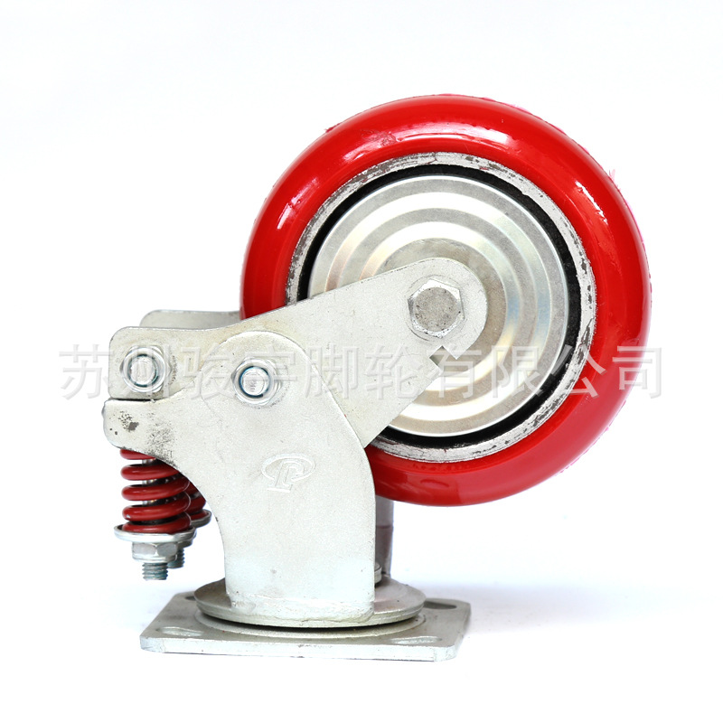 厂家供应重型脚轮 弹簧减震脚轮 6寸万向脚轮 PU减震脚轮