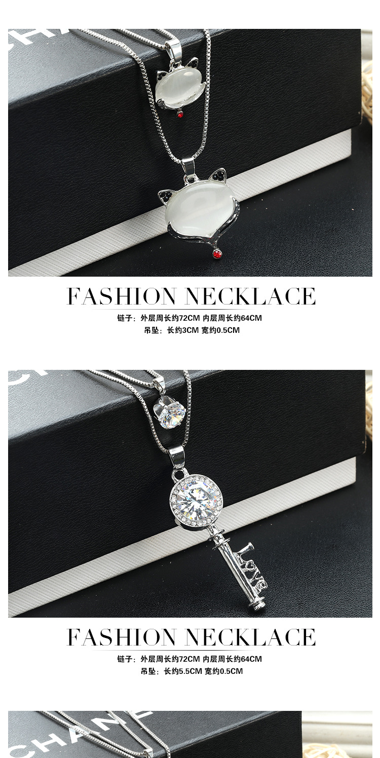 New  Fashion Wild  Rhinestone Double-layer Perfume Bottle Long Necklace display picture 6