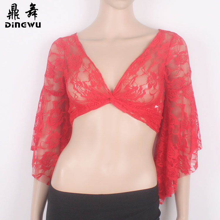 Belly Dance Top practice top adult Indian dance performance top lace strap butterfly sleeve top Belly Dance Top practice top adult Indian dance performance top lace strap butterfly sleeve top