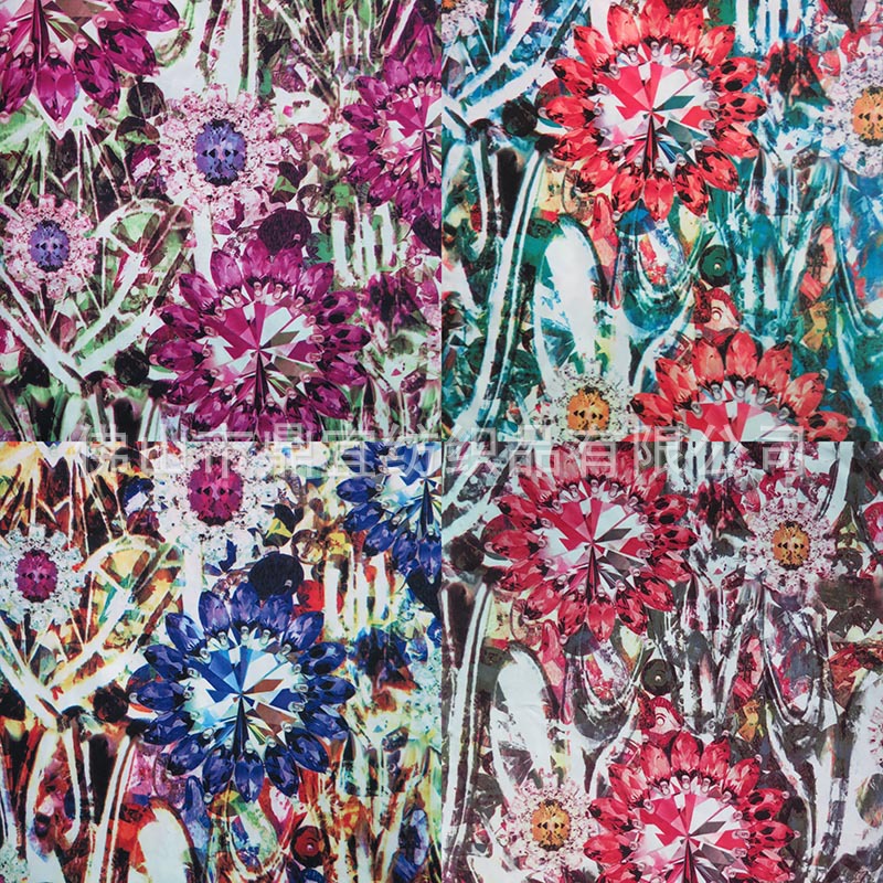 knitting printing Fabric Elastic force Denim Fabric Women's wear Shirt dress Fabric fashion Printed fabrics