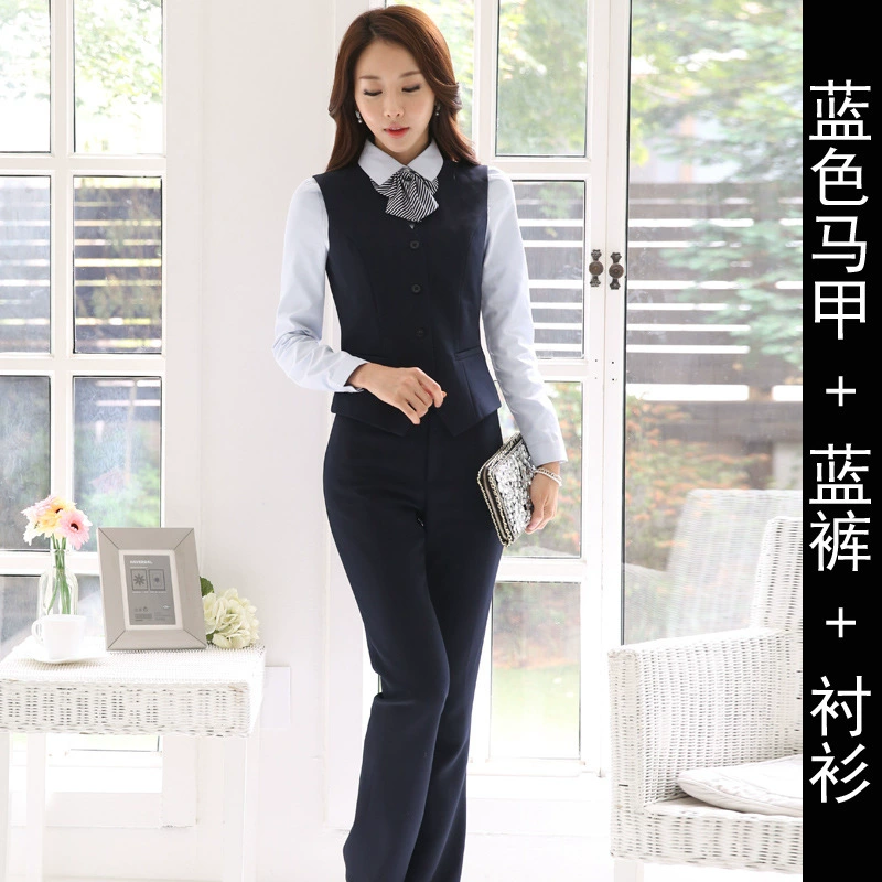 Осенний корейский костюм, жилет, брюки для работы, slim fit