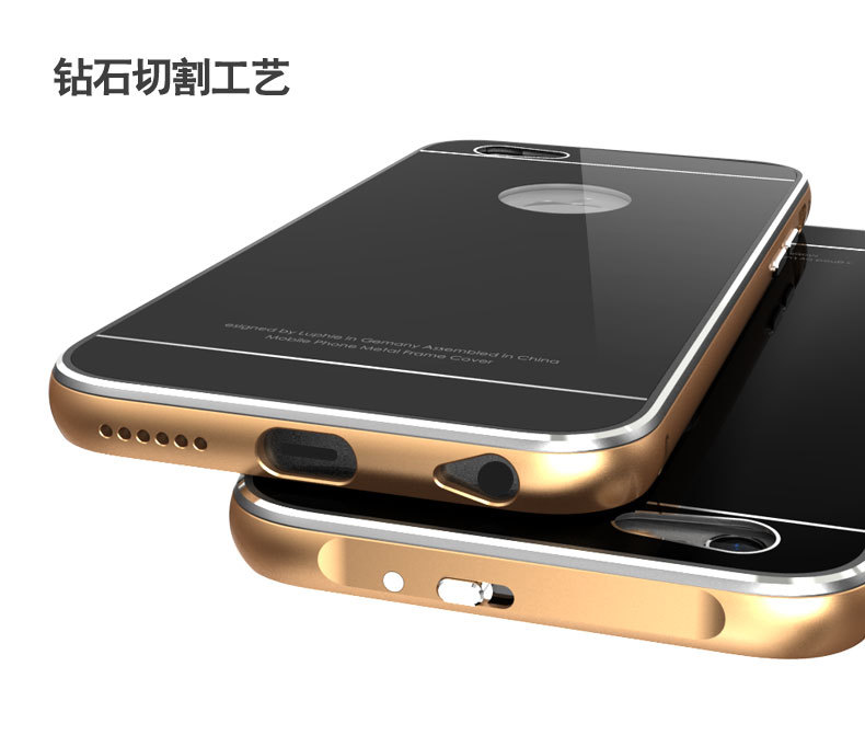 Luphie Aircraft Aluminum Metal Frame 9H Tempered Glass Back Cover Case for Apple iPhone 6S Plus