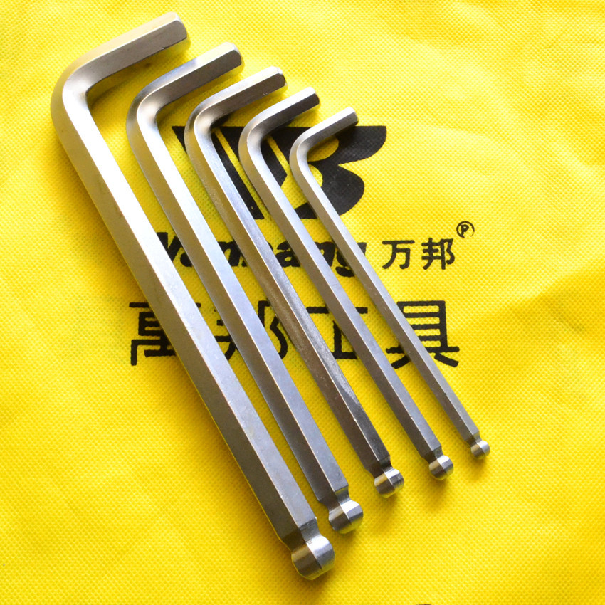 万邦工具L型T型镀镍球头单支中长加长内六角扳手