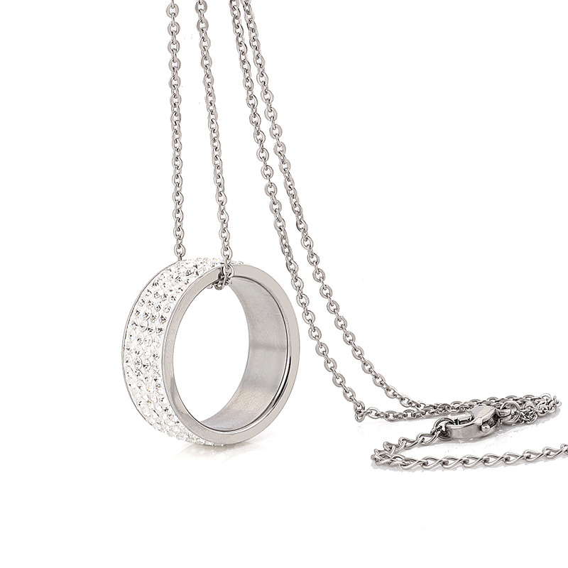 Ins creative stainless steel diamond ring necklace dual-use ladies simple trendy fashion necklace wholesale