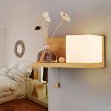 現代簡約卧室床頭燈 創意個性led壁燈 歐式木質led床頭壁燈燈具