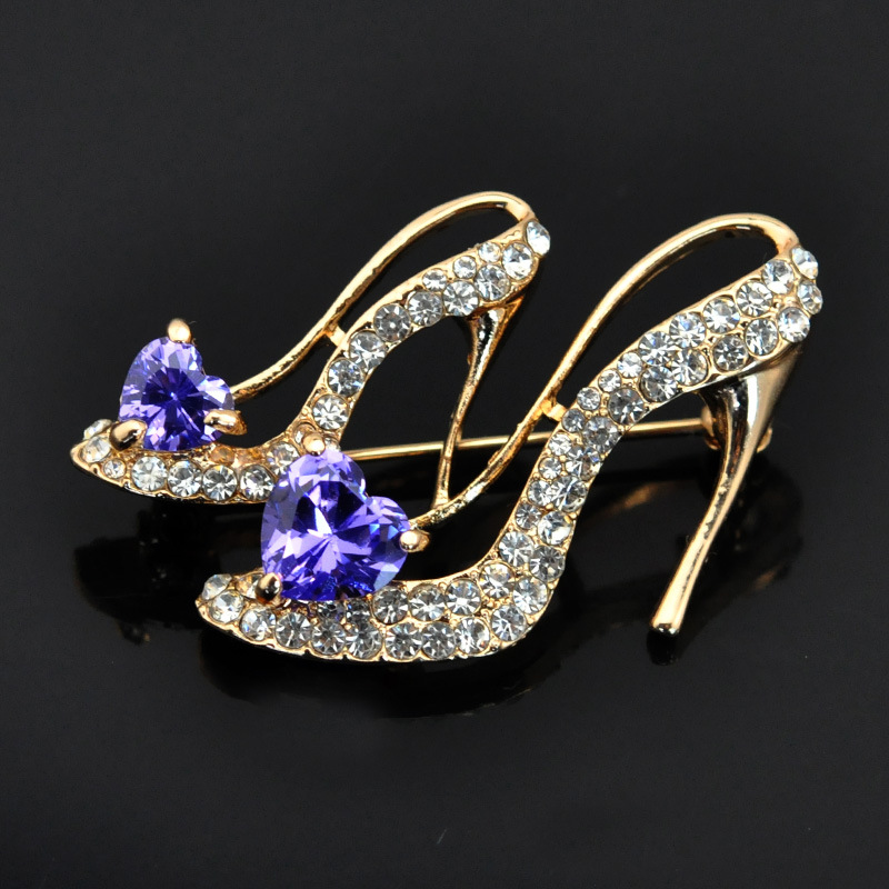 Glam Luxurious Lady High Heel Alloy Inlay Zircon Women's Brooches display picture 1