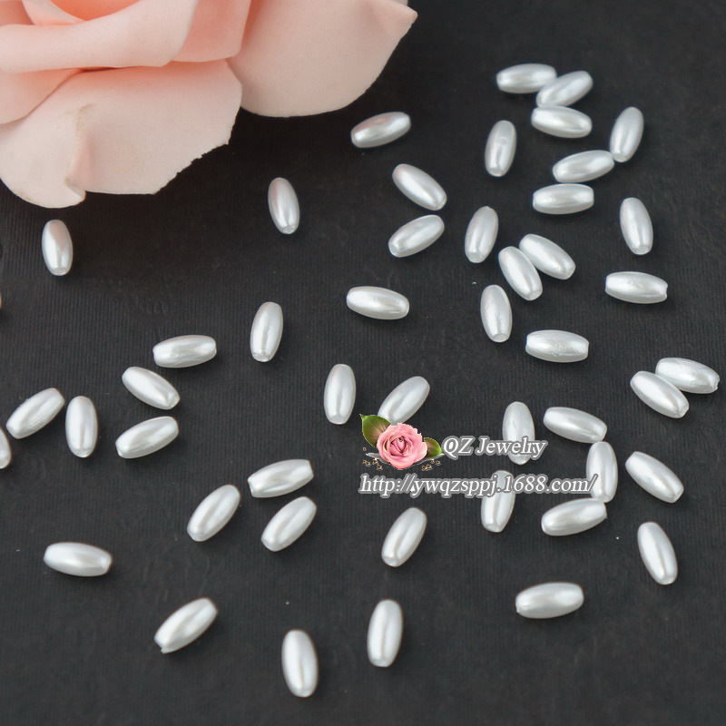 3X6mmABS米粒仿珍珠 蛋形仿珍珠 珠光色珍珠 新娘婚纱头饰小米珠详情图3