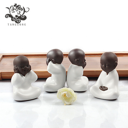 Siwu Little Monk Tea Pet Purple Clay Ceramic Tea Pet Ornament Ruyao Ge Kiln Tea Pet Factory Direct Sales