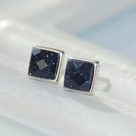 Квадратные серьги, модный аксессуар, проба серебра 925, корейский стиль