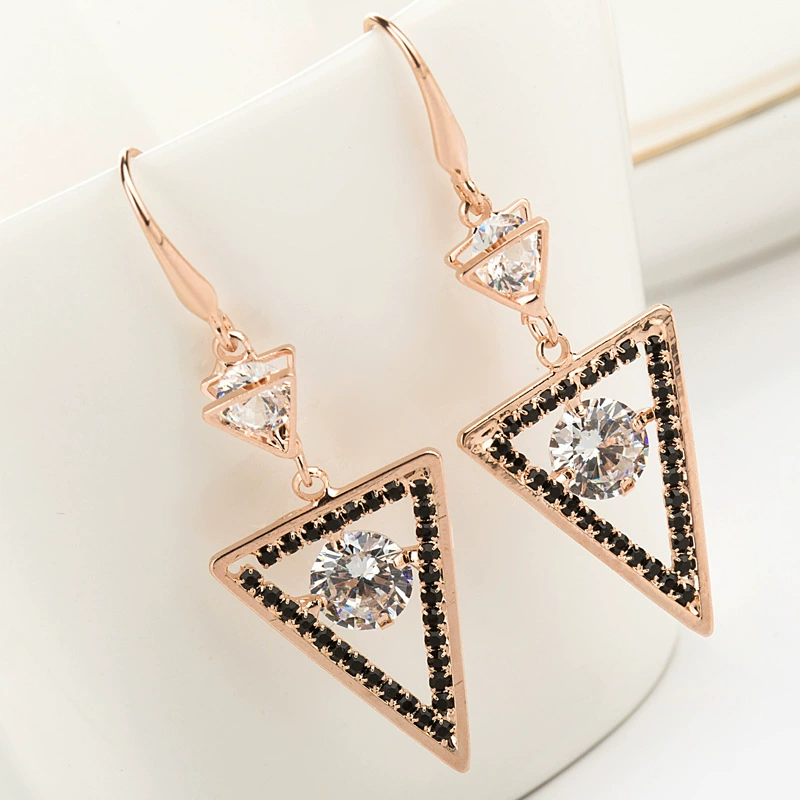 Accessory, black earrings, Korean style, simple and elegant design