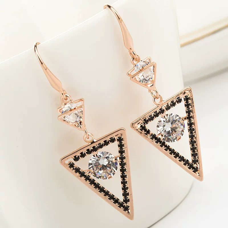 Accessory, black earrings, Korean style, simple and elegant design