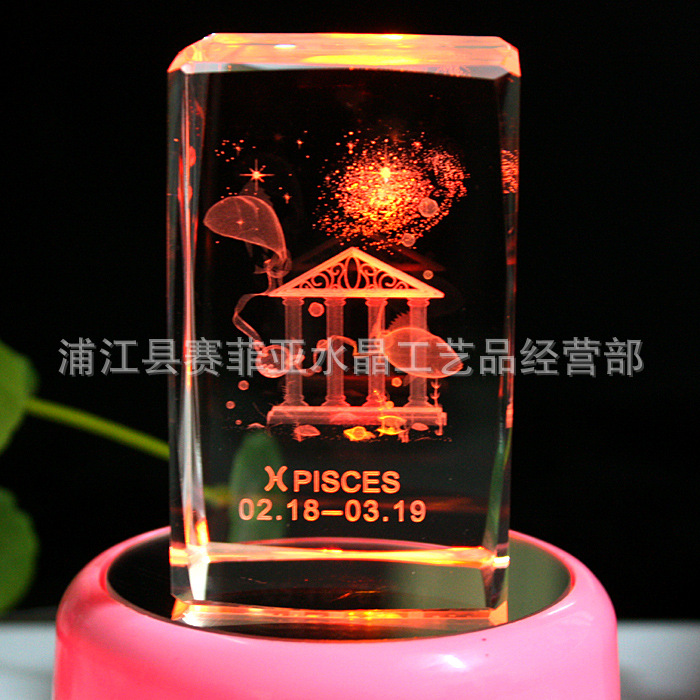 3d laser crystal gift with led