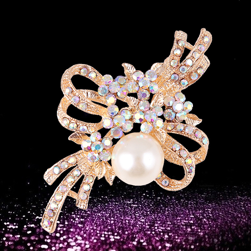 Korean fashion große perle diamant knoten brosche corsage brosche weiblichen zubehör_voghion.com