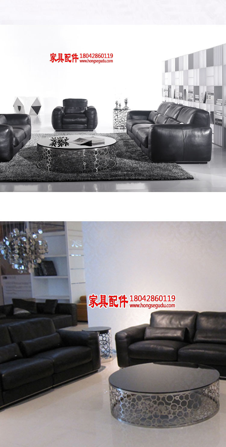 后现代不锈钢钢化玻璃圆形镂空客厅茶几 时尚简约新款沙发几角几