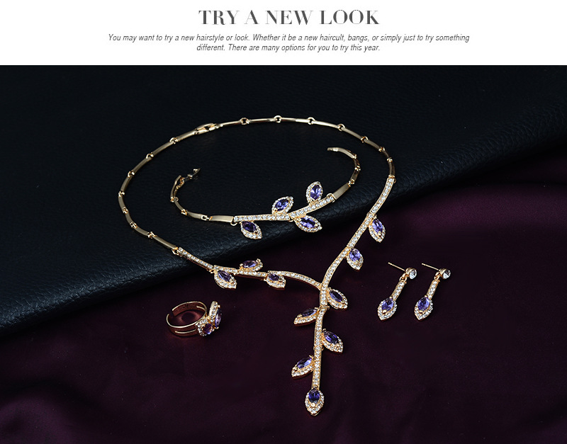 wedding banquet creative branch necklace earrings bracelet ring set