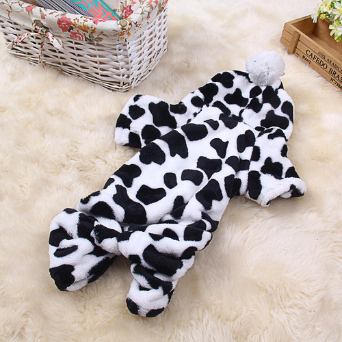 Direct Manufacturer Sale Pet Clothes Dog Clothing Winter Coat Warm Four-Legged Plush Coat - Brown Leopard Pattern Teddy Cute Pet Outfit