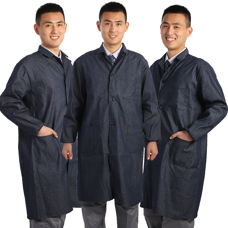劳动大褂工作服蓝大褂牛仔大褂印字绣字长款