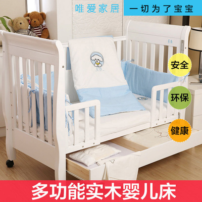European style solid wood Luxury crib Green paint Variable Playpen Children bed Exit quality Manufactor Direct selling