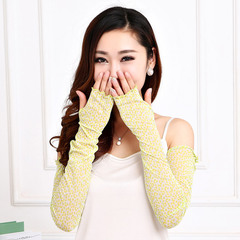 春夏季真絲防曬手套半指女式長款防滑防紫外線騎車針織袖套假袖子