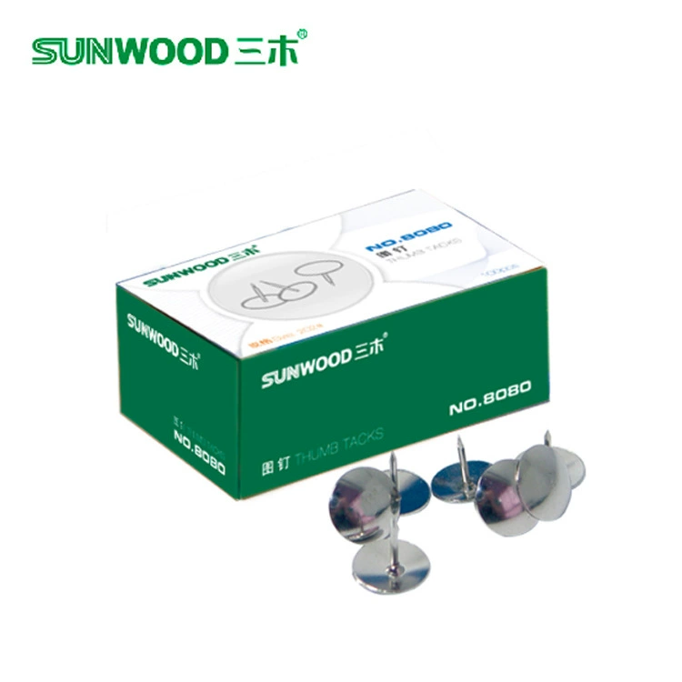 Sunwood 8080 кнопки, 100 штук/коробка, никелированное покрытие, обработка антикоррозийная, металлические кнопки с круглой головкой