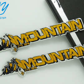 汽车装饰贴 mountain车标 雪山标金属车贴  雪山mountain车身贴标
