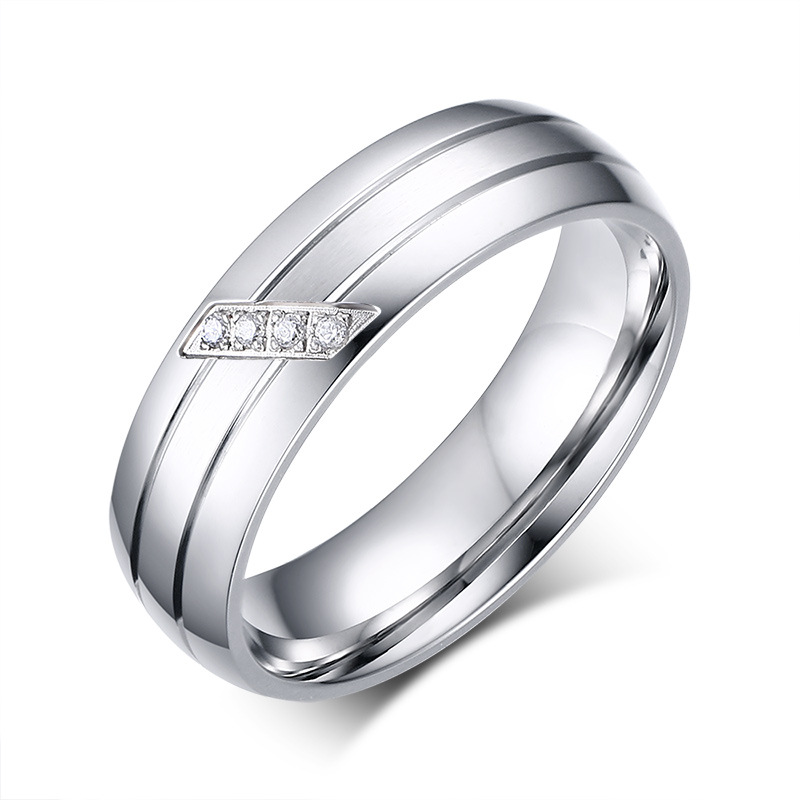 Simple Style Rhombus Titanium Steel Rings Inlay Zircon Stainless Steel Rings