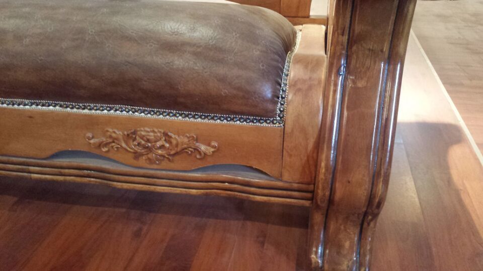 豪丽中式实木沙发5件套家庭办公两用橡木皮艺沙发批发