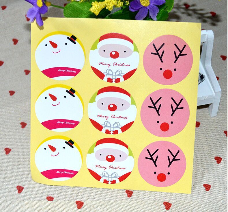 批发圣诞封口贴纸装饰贴包装盒 贴礼物贴9枚价 烘焙包装