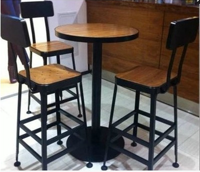 American style Retro Stool Coffee Chairs cortex Iron art The bar chair Bar stool solid wood Small round table Buck leisure time