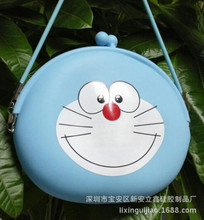 韩国可爱卡通眨眼睛蓝猫挎包单肩斜跨手拿零钱包