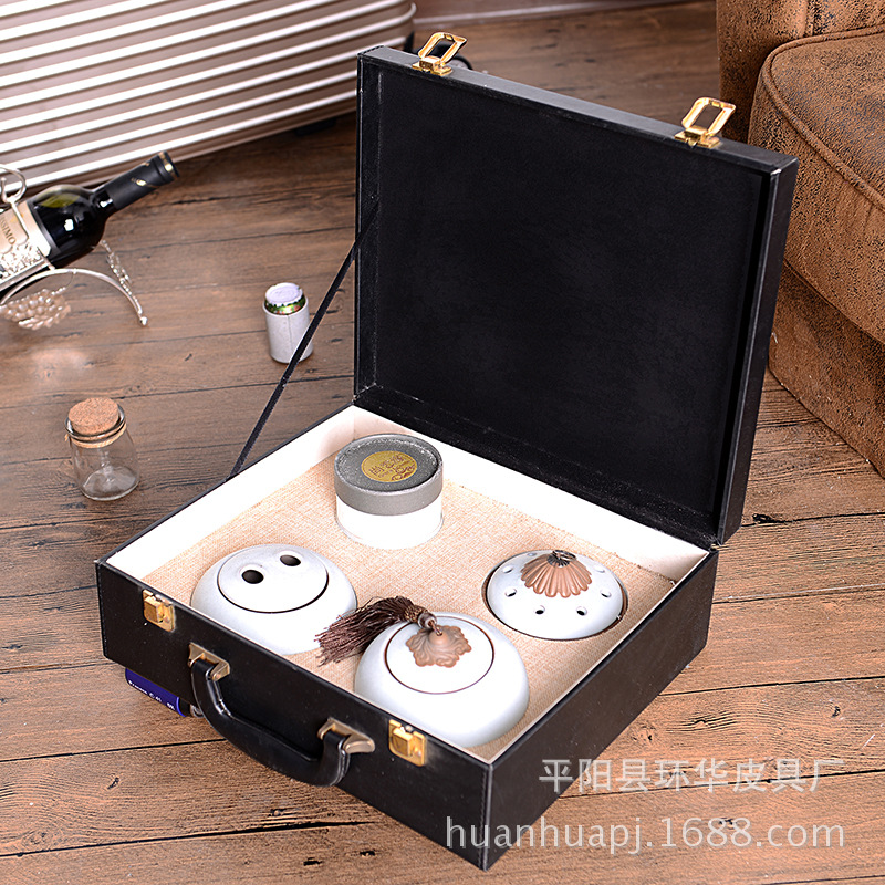 厂家批发定制高档皮质茶叶包装盒 礼品盒 皮箱 茶水套装礼品盒