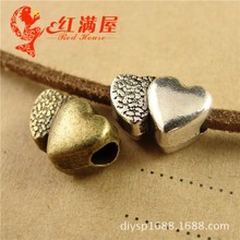 A1277两色可选1.75克 复古爱心穿孔珠子 手工DIY饰品配件 50个/包