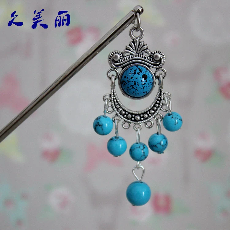 Retro turquoise Chinese hairpin, direct factory sales, wholesale
