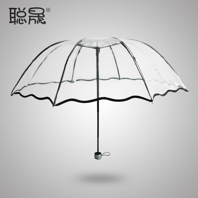 Umbrella Transparent Umbrella All Transparent Apollo Multicolor Lace Triple Umbrella Sunny Umbrella Factory Supply