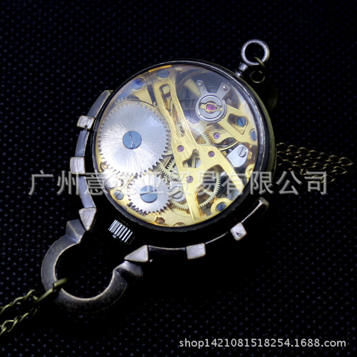 外貿貨源批發 經典復古圓球透明機械懷表掛表項鏈表時尚吊飾
