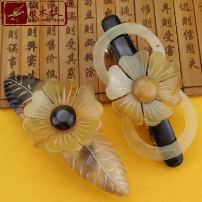 角木蛟厂家批发牦牛角发夹手工雕刻民族风复古发簪定制包邮|ms