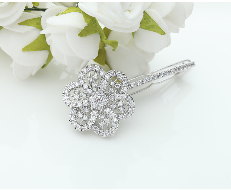 Zircon Fashion Simple Flower Hairpin display picture 2