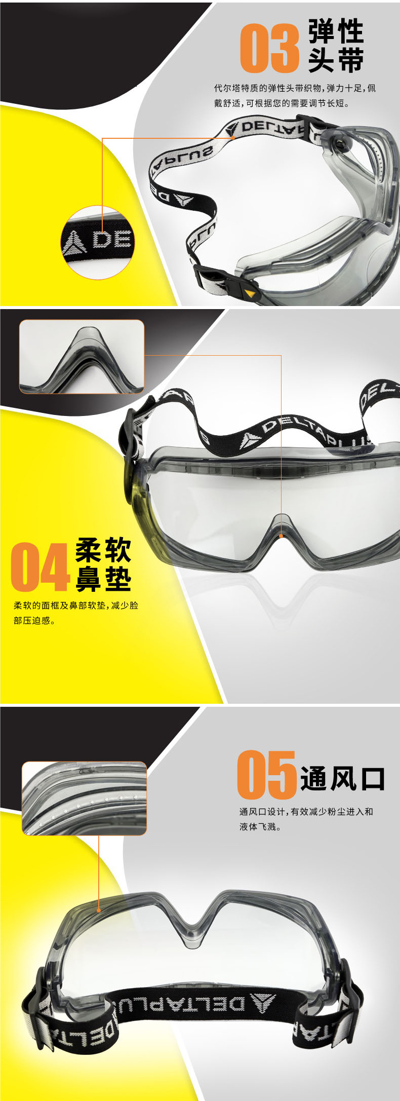 Lunettes de protection en Protection en polycarbonate - Antipoussière anti-buée anti-choc anti-chimique  - Ref 3405388 Image 9