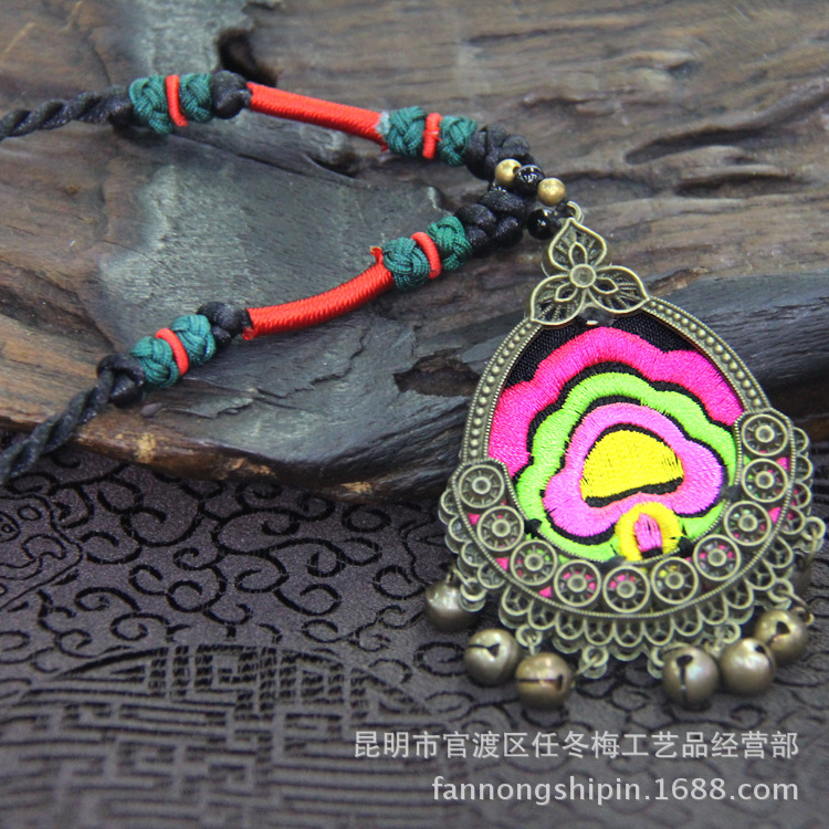 中国风复古双面贴花项链