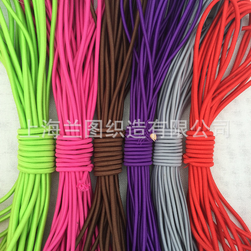 厂家订做7mm弹力拉绳 健身登山扣压扣拉力绳  8mm圆松紧绳