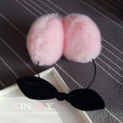 耳套保暖耳罩女冬季可爱兔耳朵蝴蝶结仿兔毛耳暖耳包耳捂韩版|ru