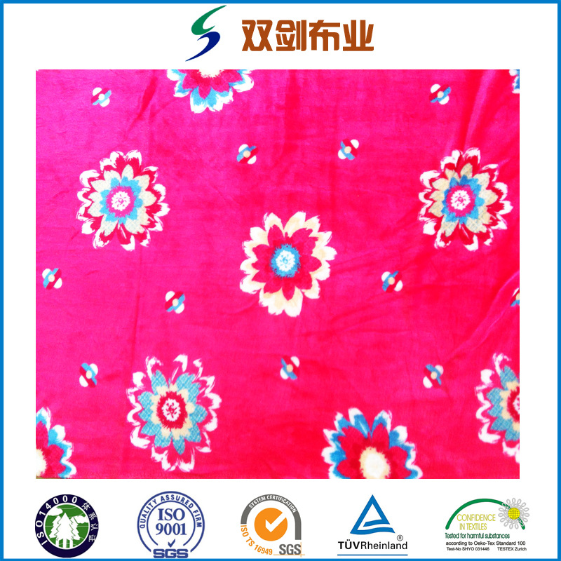 专业供应高品质珊瑚绒毛毯面料印花剪花