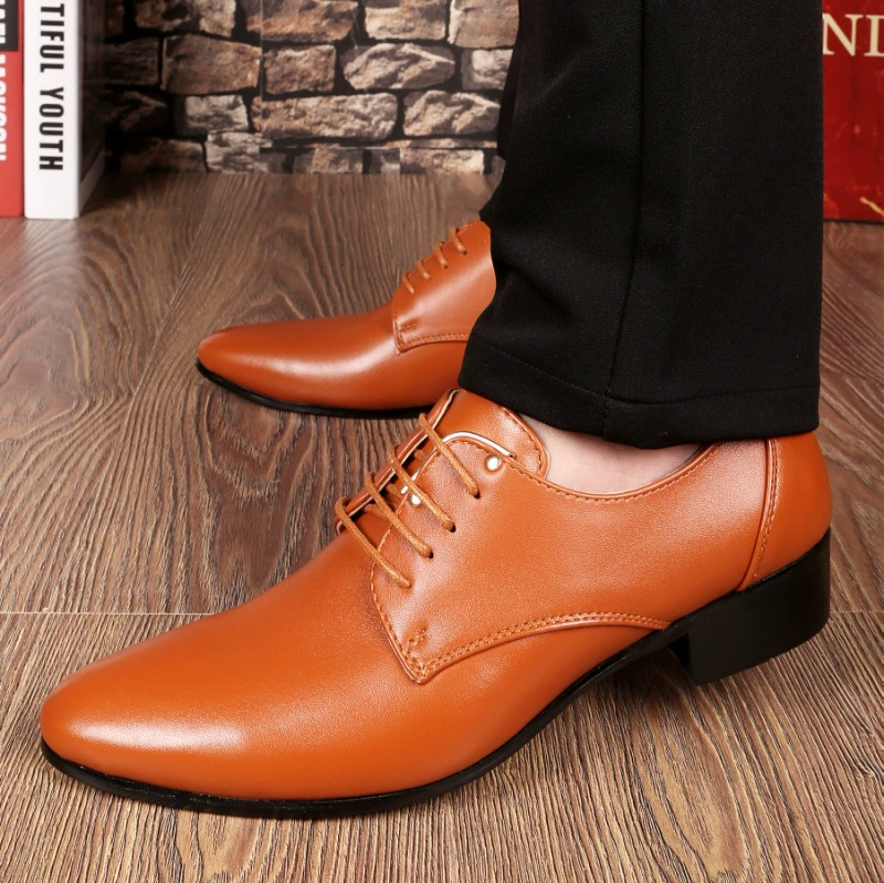 Новая кожаная обувь в Корейском стиле на весну и осень, Мужская модная трендовая мужская обувь на шнуровке, мужская деловая обувь в Вэньчжоу, остроносые туфли 3510