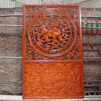 厂家直销 手工雕花 实木隔断 仿古门窗 电视背景 镂空雕花格子