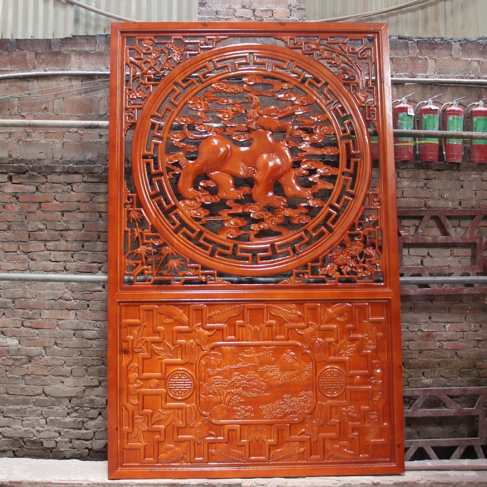 厂家直销 手工雕花 实木隔断 仿古门窗 电视背景 镂空雕花格子