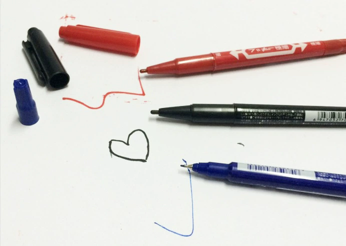 Dual-Tip Oil-Based Marker ZEBIFA MO-120, fine+broad 0.5 / 1–1.3 mm, black/blue/red