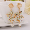 Retro fashionable ceramics, earrings, accessories, European style, flowered