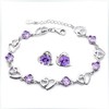 Silver bracelet, crystal bracelet with amethyst, accessory, high-end jewelry, Korean style, wholesale