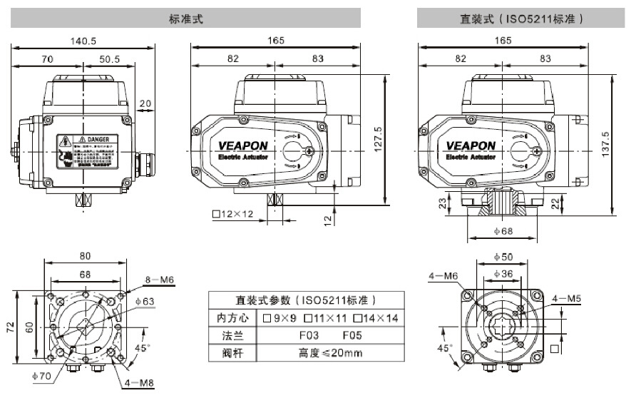 臺灣電動閥(veapon)電動閥VP0050尺寸