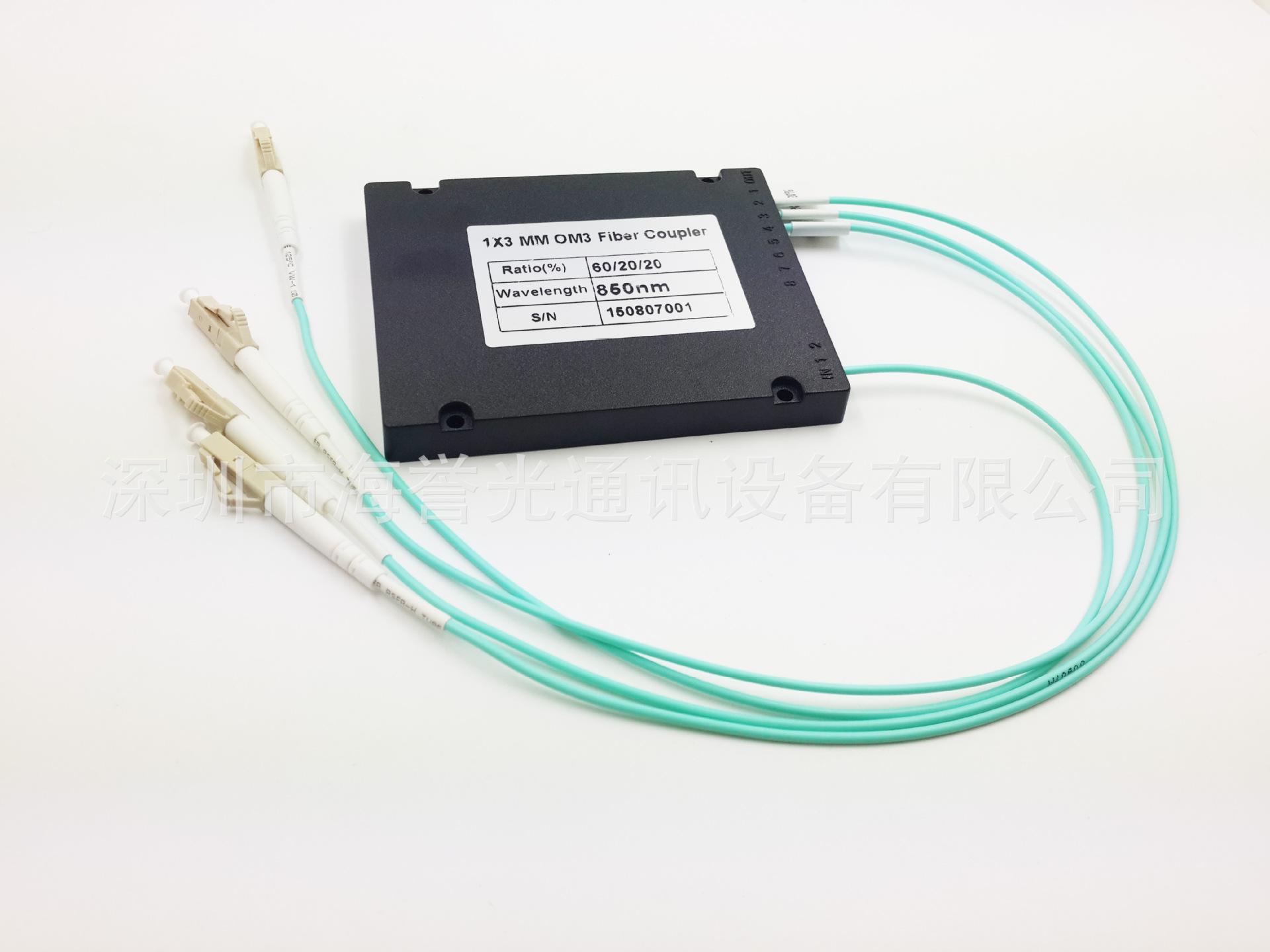 厂家直供 LC连接头1分3多模 OM3万兆拉锥分路器 可定制路数分光比